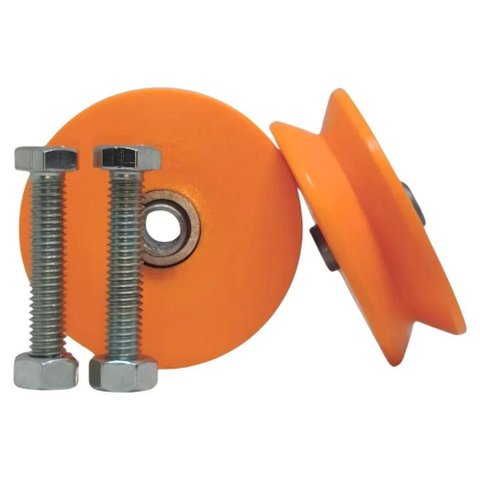 Kit 2 Roldanas Porta de Correr Laranja 20mm Nylon V 2,5 Polegadas de Toni Bucha e Parafuso