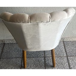 Cadeira Pétala para Penteadeira e Sala Pés Palito Veludo Bege - Wed Decor - 9