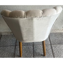 Cadeira Pétala para Penteadeira e Sala Pés Palito Veludo Bege - Wed Decor - 7
