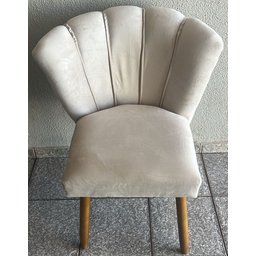 Cadeira Pétala para Penteadeira e Sala Pés Palito Veludo Bege - Wed Decor - 6