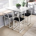 Ver imagem 1 de Conjunto Mesa Branca 4 Cadeiras Pequena Estofado Industrial White