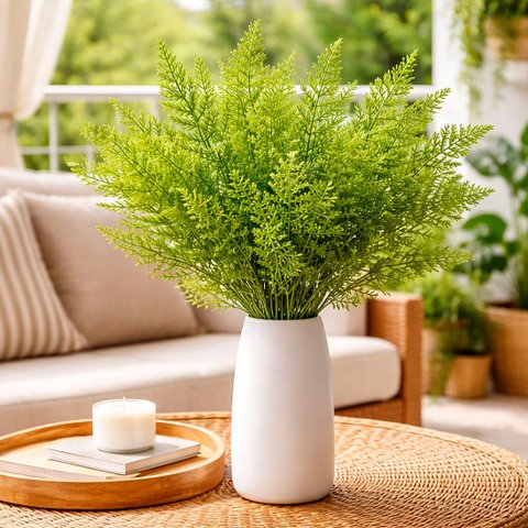Galhos Ramo Samambaia Planta Artificial Jardim 40cm Kit 12PÇ