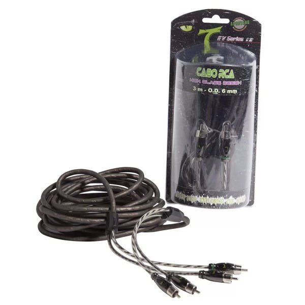 Cabo RCA Technoise Series 600 3 Metros 6 MM Conector Metal Blister - 1