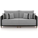 Ver imagem 3 de Sofá 3 Lugares Sala de Estar Living 232cm Asbury K01 Veludo Cinza Claro Couríssimo Preto - Lyam Deco