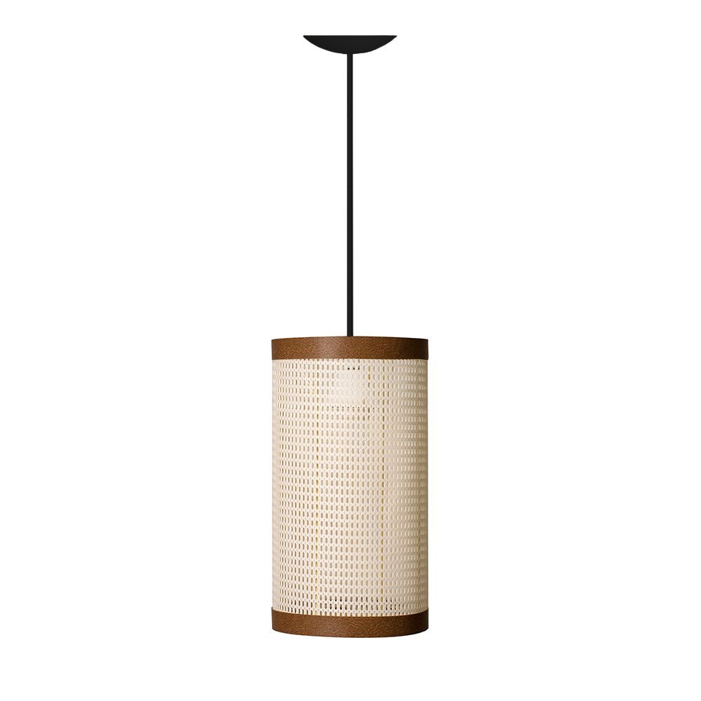 Pendente Sala de Estar Essence Tela Indiana Cor Palha Fio Preto 150cm D16 - 2