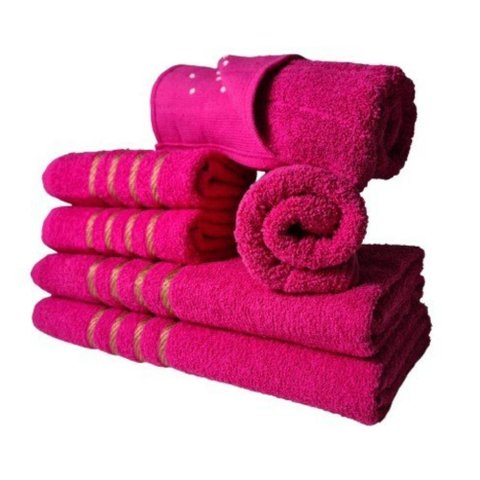 Jogo de Toalhas 2 Banho 2 Rosto 2 Piso - 6 Pçs Montreal 100% Algodão - Rosa Rosa