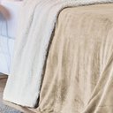 Ver imagem 2 de Cobertor Fênix Queen Sherpa Pele de Carneiro + Mantinha Flannel 1 Peça - Cáqui