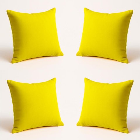 Kit 4 Almofadas Decorativas 42cm Suede Fofinha Lisa Sofá Cor:amarelo
