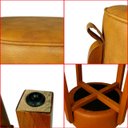Ver imagem 4 de Kit 2 Puff Banqueta Redondo Zoe Corino Caramelo Decorativo Base de Madeira - Arkell