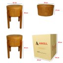 Ver imagem 7 de Kit 2 Puff Banqueta Redondo Zoe Corino Caramelo Decorativo Base de Madeira - Arkell