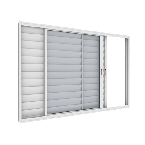Janela Veneziana 3 Folhas Alumínio Branco sem Grade com Fecho Embutido:1200 x 1000 x 70