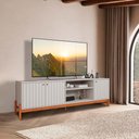 Ver imagem 1 de Rack para Sala Ripado Tv até 70 Polegadas 3 Portas 100% Mdf Off White Cinamomo Hong Shop Jm