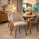 Ver imagem 1 de Cadeira Diamante Linho Bege com Couro Design Moderno