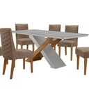 Ver imagem 5 de Mesa Sala de Jantar Carol 180cm e 6 Cadeiras Safira Moderna Vel. Capuccino Off White Imbuia