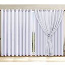 Ver imagem 1 de Cortina Voil Cross Bbranco Forro Microfibra 3.00 X 2.20 Ilhós Cromado