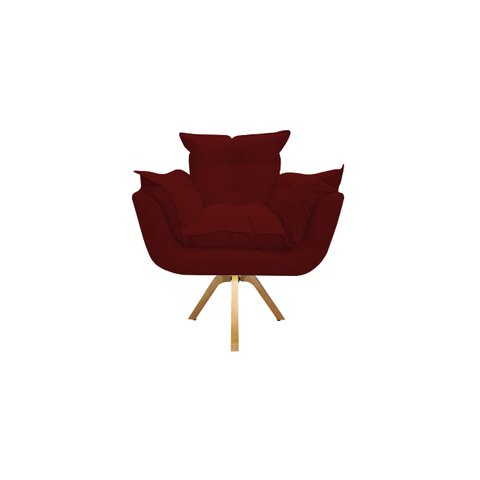 Poltrona Decorativa Opala Base Giratória Suede Marsala Ms Decor