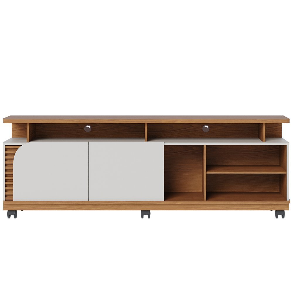 Rack para Sala de Estar Tv 75 Pol com Rodízios Laguna C04 Freijó Off White - Lyam Decor - 7