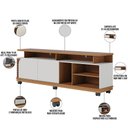 Ver imagem 3 de Rack para Sala de Estar TV 75 pol com Rodízios Laguna C04 Freijó Off White - Lyam Decor