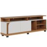 Rack para Sala de Estar Tv 75 Pol com Rodízios Laguna C04 Freijó Off White - Lyam Decor - 1