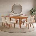 Ver imagem 1 de Conjunto Sala de Jantar Mesa Elos 1,60x0,80 Tampo Amadeirado 6 Cadeiras Veneza New Cinamomo Yescasa