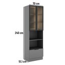 Ver imagem 3 de Paneleiro de Cozinha 70cm com Iluminacão e com Rodapé 2 Portas com Vidro e 1 Gaveta Lumina Cinza