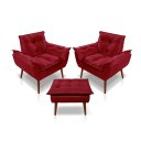 Ver imagem 1 de Kit 02 Poltrona Opala Decorativa + 01 Puff Opala Suede