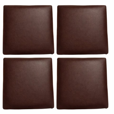 Assento para Cadeira Kit 4 Uni Almofadado Quadrado 30x30cm:marrom
