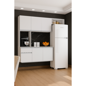 Kit Cozinha Suspensa Mel Armário e Balcão 180cm Poquema Móveis