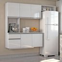 Ver imagem 2 de Armário de Cozinha Mel Suspensa Compacta com Balcão 180cm Mdf Damasco Poquema Móveis