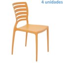 Ver imagem 3 de Kit 4 Cadeiras Plastica Monobloco Sofia Laranja Encosto Vazado Horizontal Tramontina