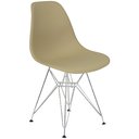 Ver imagem 2 de Kit 3 Cadeiras Charles Eames Eiffel Base Metal Cromado Bege
