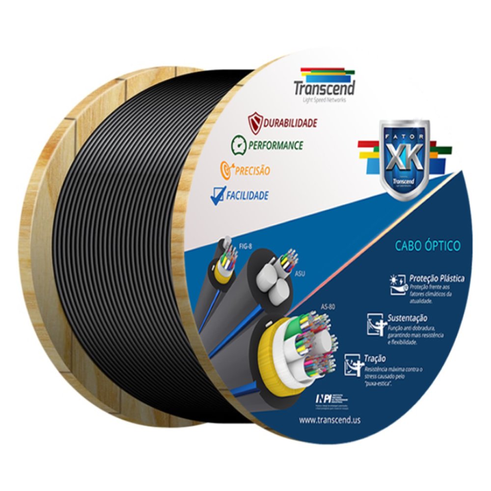 Cabo Óptico DROP FIGURA 8 12 FO TRANSCEND 2KM | MadeiraMadeira