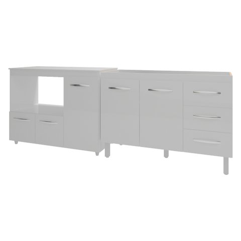 Armário Cozinha Balcão Gabinete de Pia 120 Cm Bruna e Balcão Lilian para Microondas e Forno Elétrico