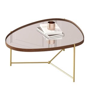 Mesa de Centro Orgânica Alamanda Espelhada Castanho Dourado
