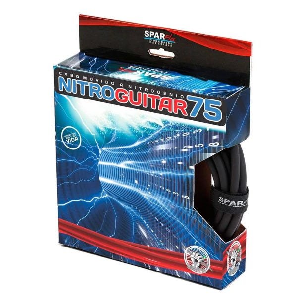 Cabo de Guitarra Sparflex Nitro 100 PLUG Noiseless 3 Metros Preto - 1