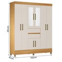 Ver imagem 3 de Guarda Roupa Casal Munique com Espelho Elite Cinamon Off White - Demóbile