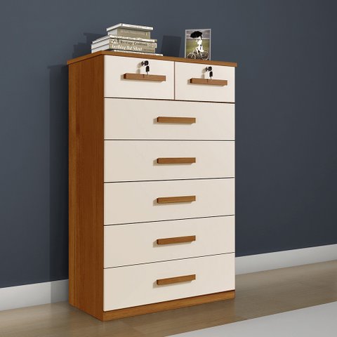 Cômoda Barcelona 7 Gavetas Cinamomo/Off White Benetil