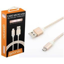 Cabo Geonav Micro Usb Nylon 1.5Mt para Smartphone - Mic15T Dourada - 1