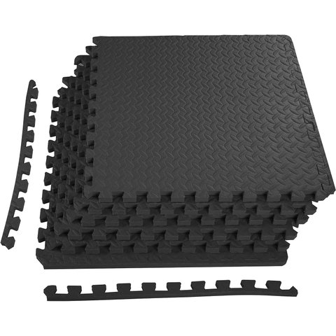 Balancefrom Tapete de Exercício de Quebra-cabeça Eva Preto