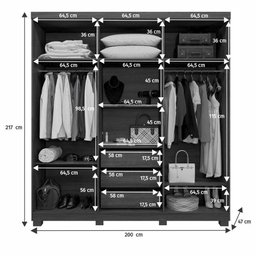 Guarda Roupa Ripado 6 Portas 3 Gavetas Milano Benetil Cinamomo - 4