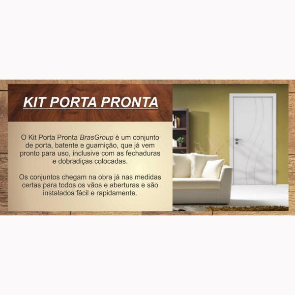Kit Porta de Madeira Frisada Master 7010 Brasgroup 210 x 80cm Primer - 5