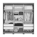 Ver imagem 3 de Guarda-roupa Casal Édem 3 Portas 4 Gavetas com Espelho Freijó Trend/off White Tx - Pnr Móveis