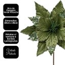 Ver imagem 5 de Kit 3 Flores Bico de Papagaio Natalina Pick Veludo Verde Pistache Luxo Glitter e Lantejoulas 30x30cm