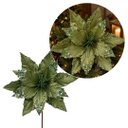 Ver imagem 7 de Kit 3 Flores Bico de Papagaio Natalina Pick Veludo Verde Pistache Luxo Glitter e Lantejoulas 30x30cm