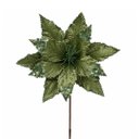 Ver imagem 3 de Kit 3 Flores Bico de Papagaio Natalina Pick Veludo Verde Pistache Luxo Glitter e Lantejoulas 30x30cm