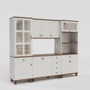 Ver imagem 1 de Cozinha Compacta Retrô 4 Peças Off/ White Nogueira Modelo 006