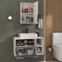 Ver imagem 3 de Gabinete Banheiro Volcano 80cm (armário + Cuba + Espelheira +tampo Vidro) Branco / Cinza