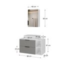 Ver imagem 5 de Gabinete Banheiro Volcano 80cm (armário + Cuba + Espelheira +tampo Vidro) Branco / Cinza