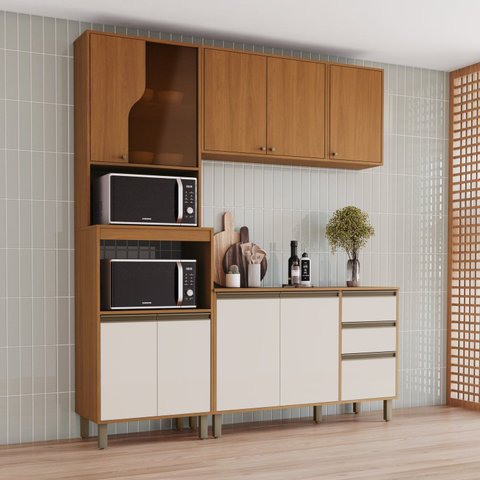 Cozinha Modulada Compacta 4 Peças com Torre Quente 2 Fornos Venaly