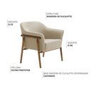 Ver imagem 3 de Kit 02 Poltronas Luna Base Madeira Poliéster Bouclé Bege - Nexta Casa